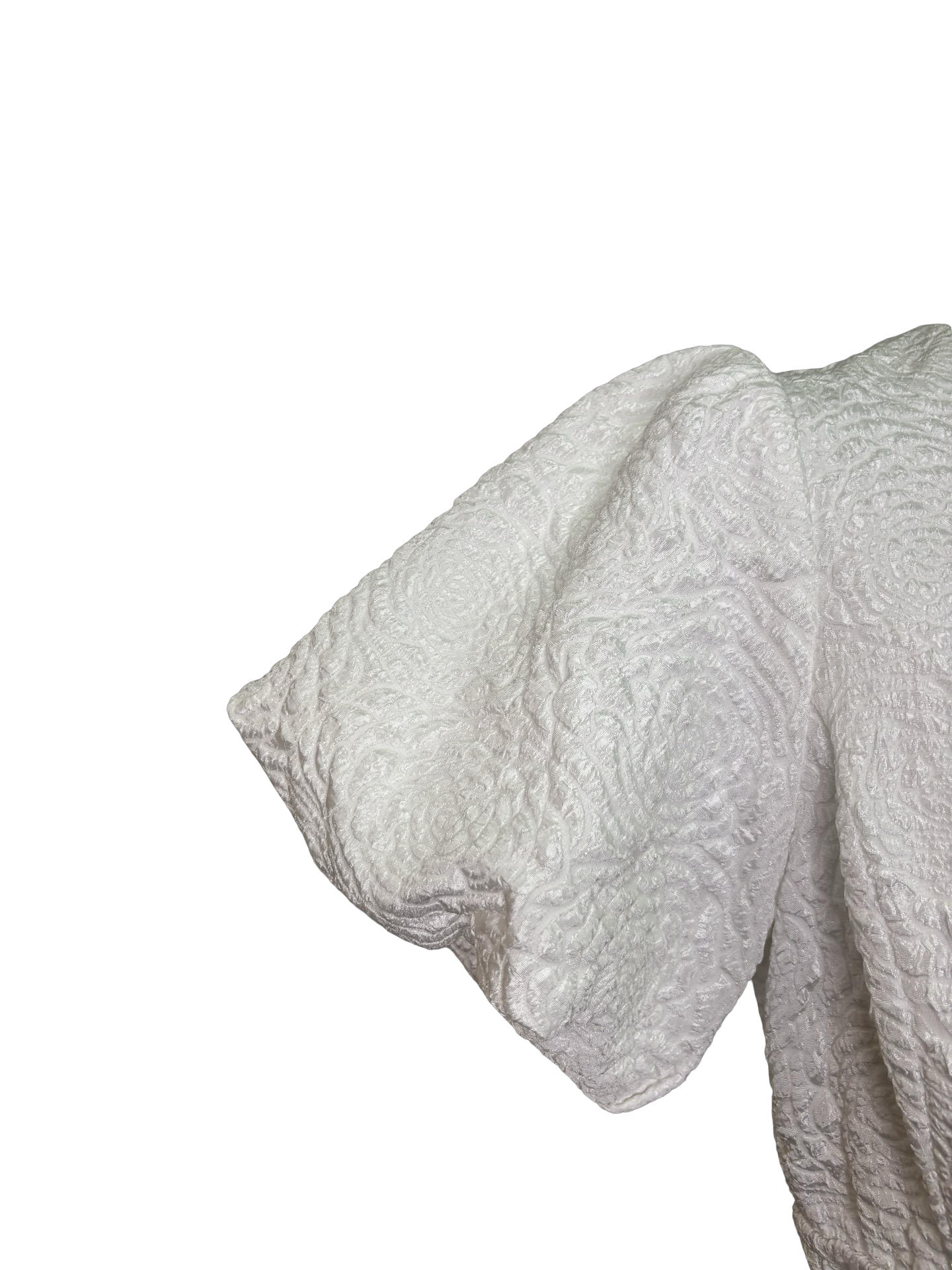 Puff Sleeve Jaquard Mini Dress Off White