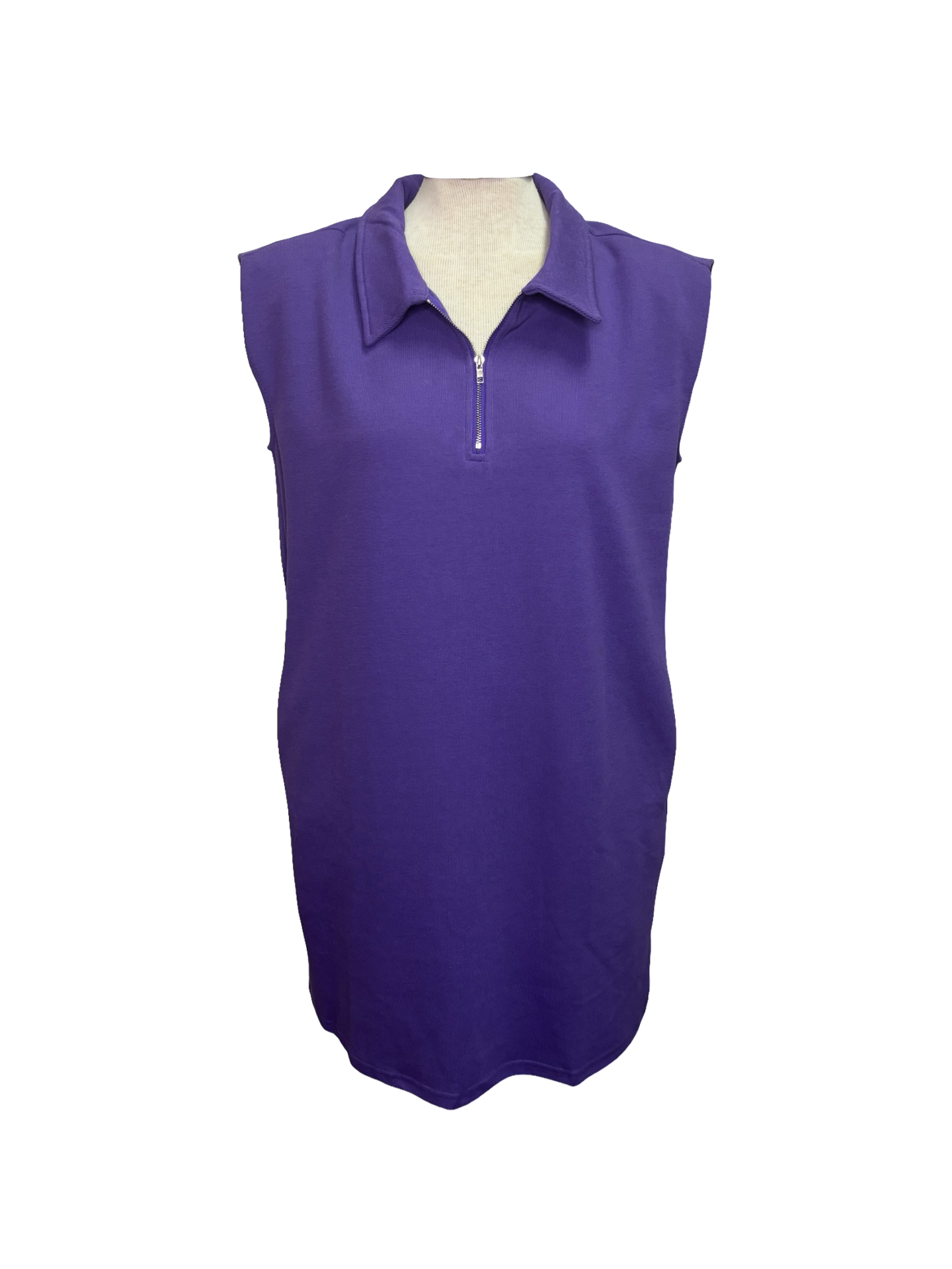 Sleeveless Polo Mini Dress Purple