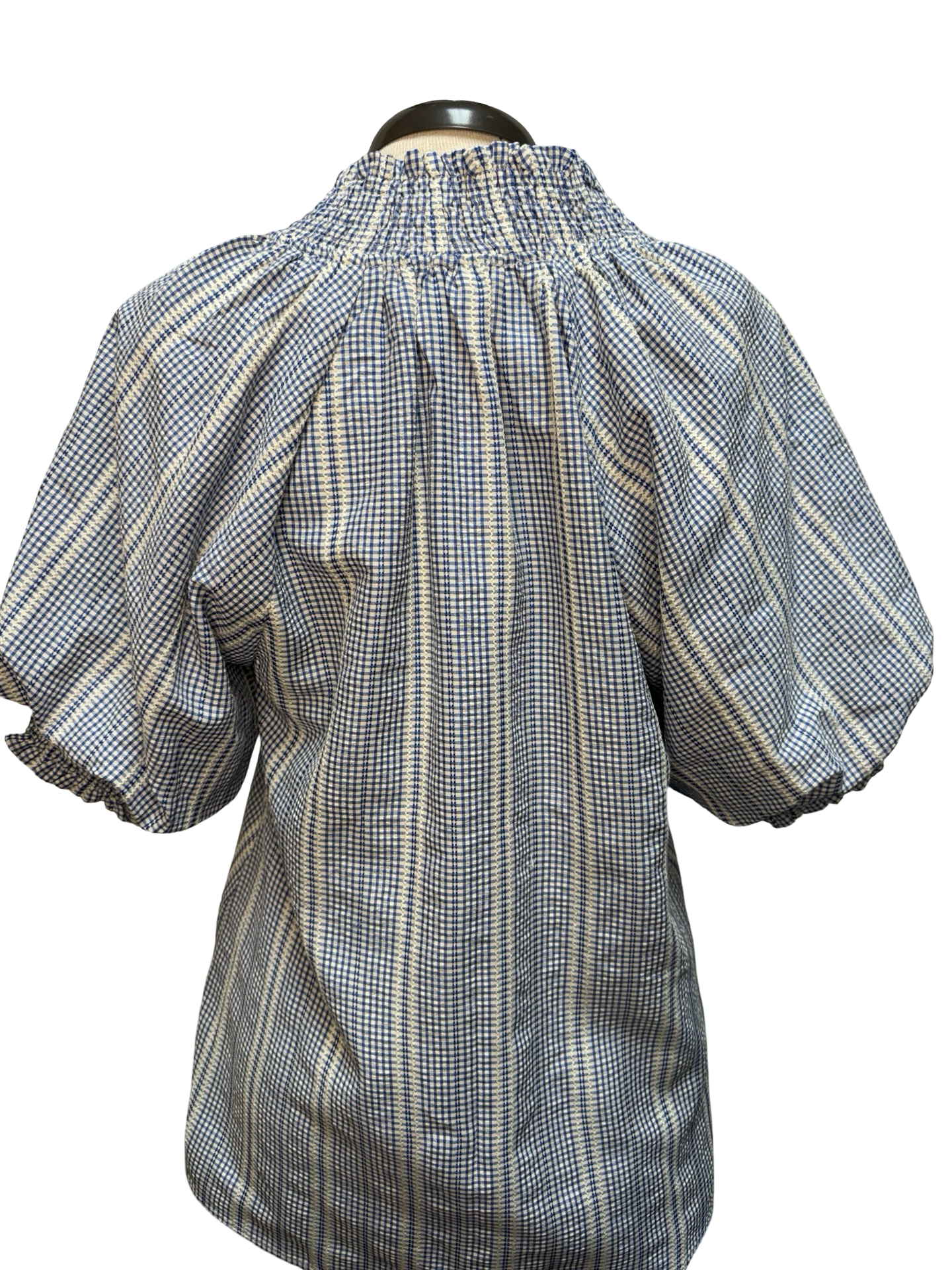 Short Puff Sleeve Stripe Top Blue