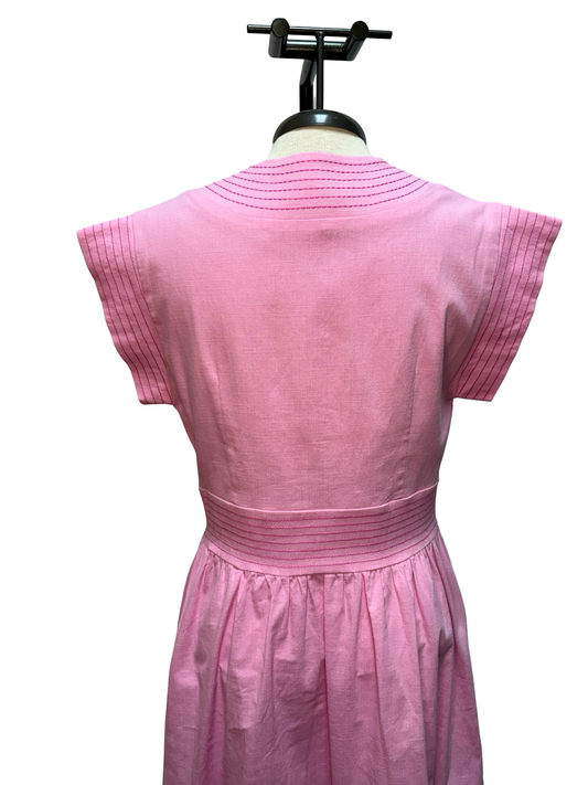 Short Sleeve Zip Up Dress Pink