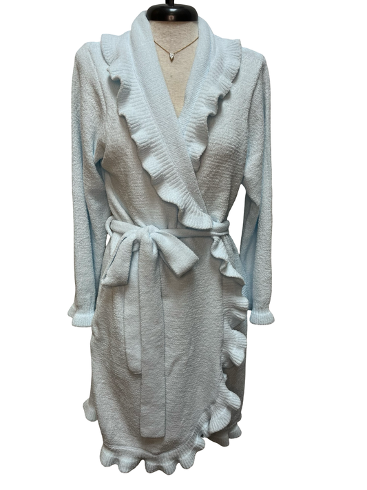 36" Ruffle Chenille Robe Light Blue