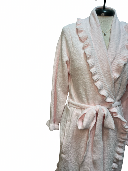 36" Ruffle Chenille Robe Light Pink
