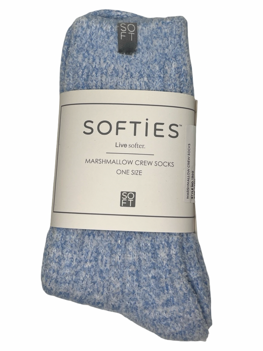 Marshmallow Crew Socks Heather Sky Blue One Size