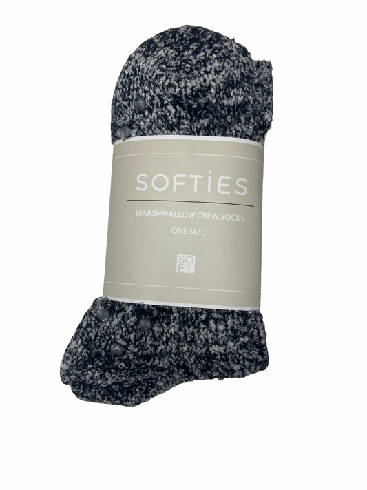 Marshmallow Crew Socks Heather Black One Size