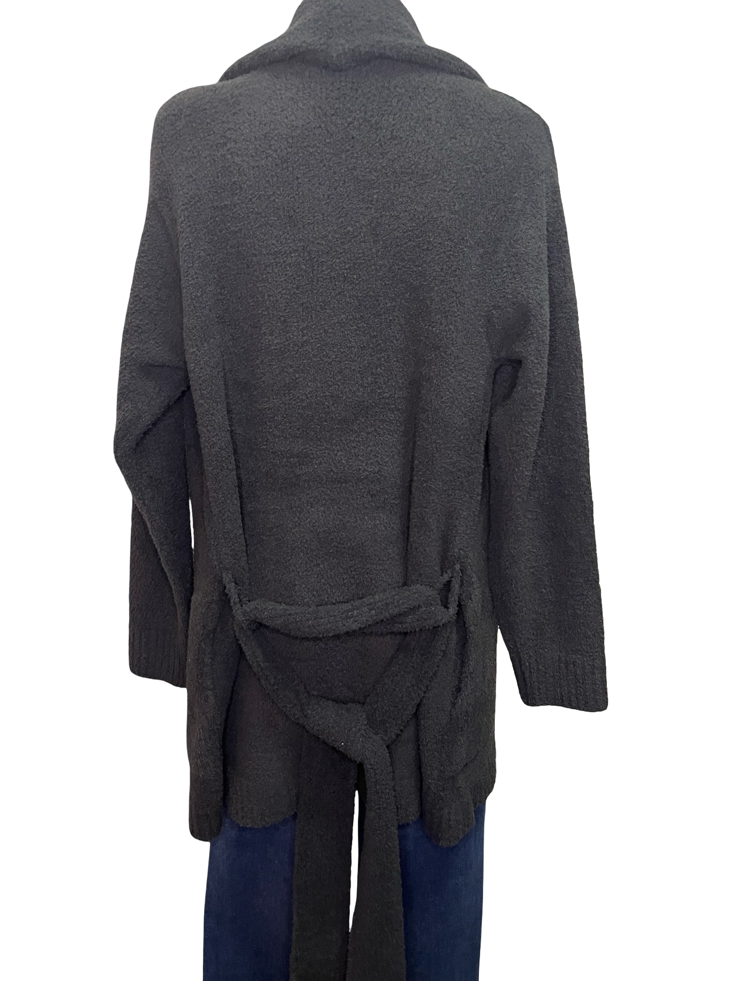 Ultra-Marshmallow Wrap Cardigan with Exaggerated Collar Black