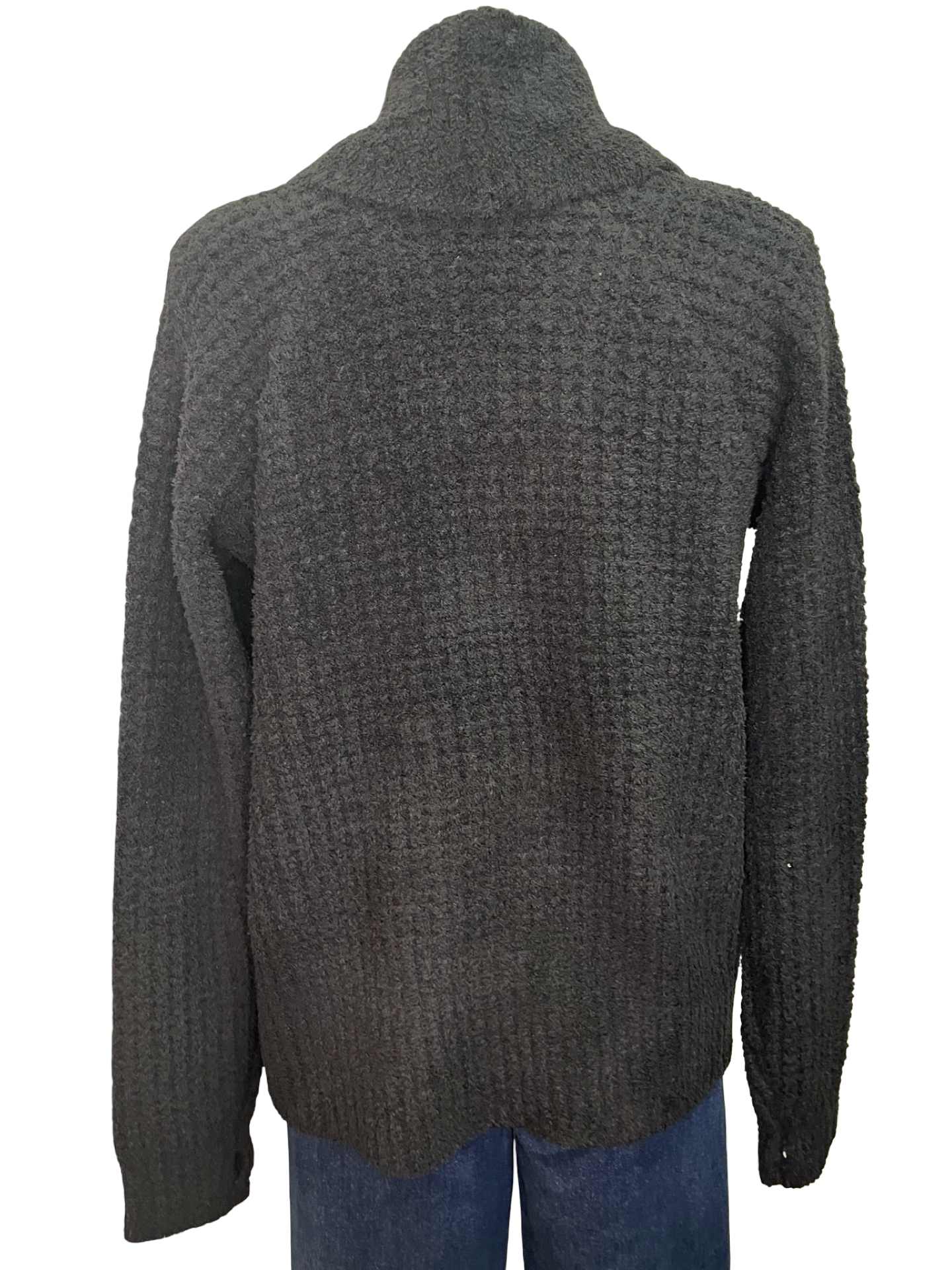 Waffle Marshmallow Cocoon Cardigan Black