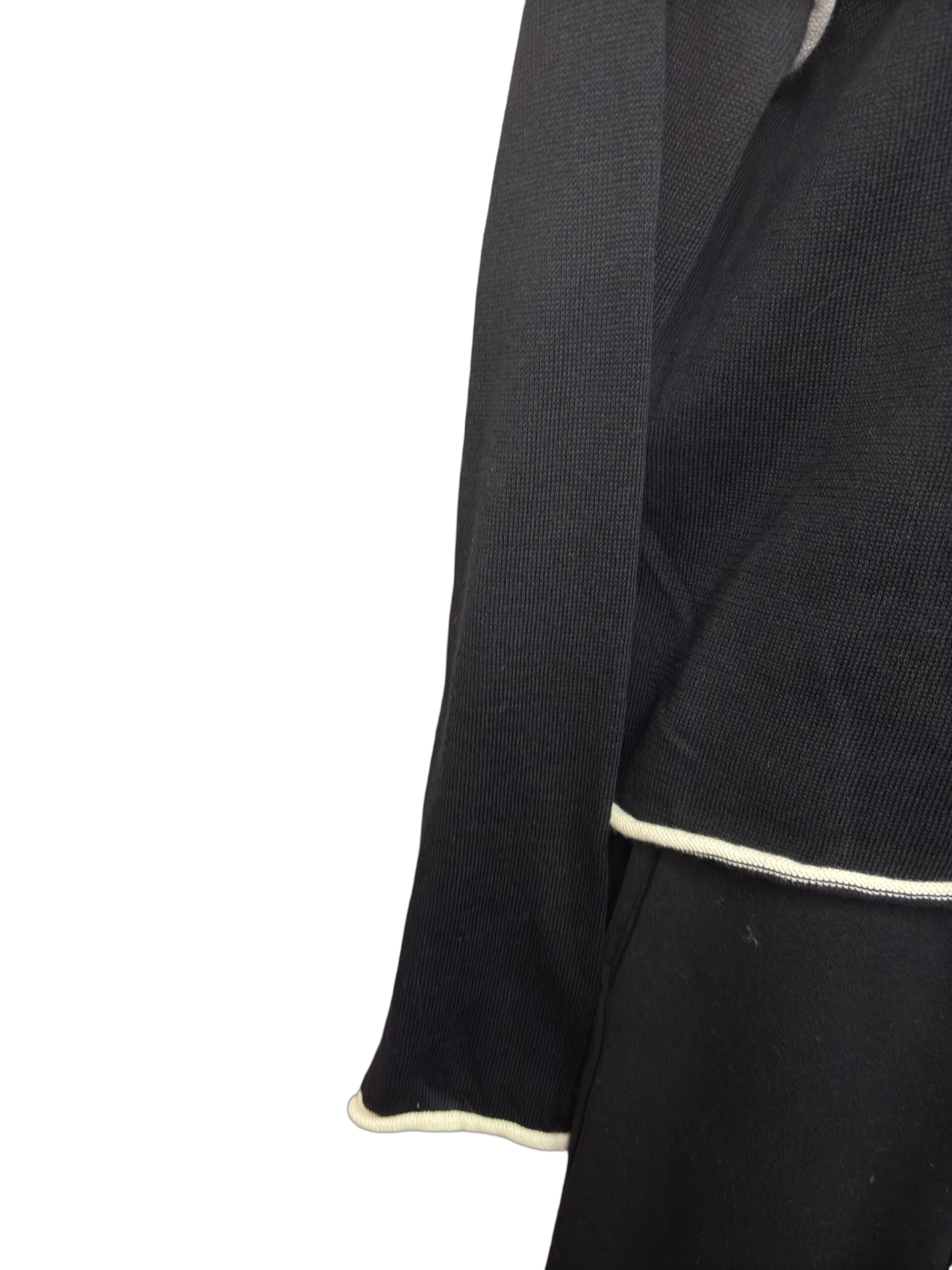 Gibraltar Wide Sleeve Knit with Contrast Trim Top Black/Cream