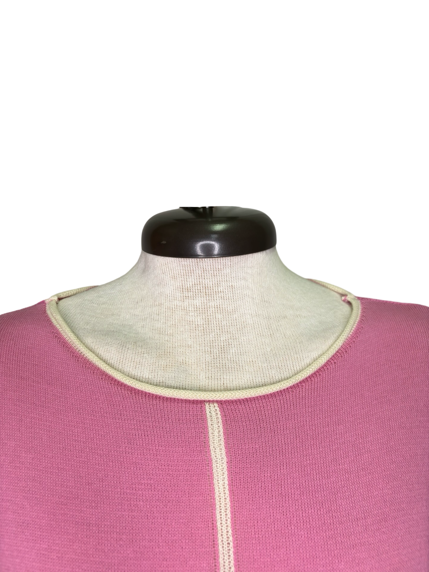 Gibraltar Wide Sleeve Knit with Contrast Trim Top Pink/Cream