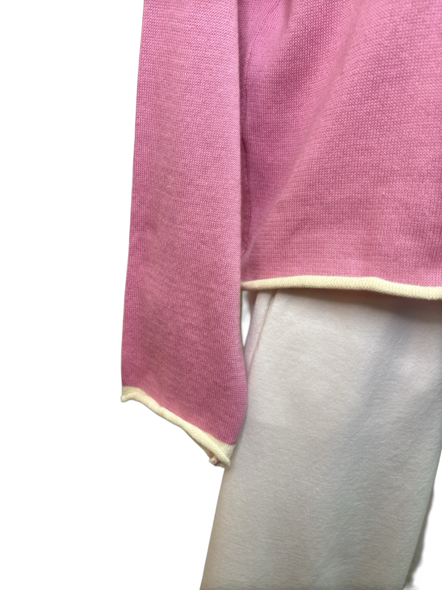 Gibraltar Wide Sleeve Knit with Contrast Trim Top Pink/Cream
