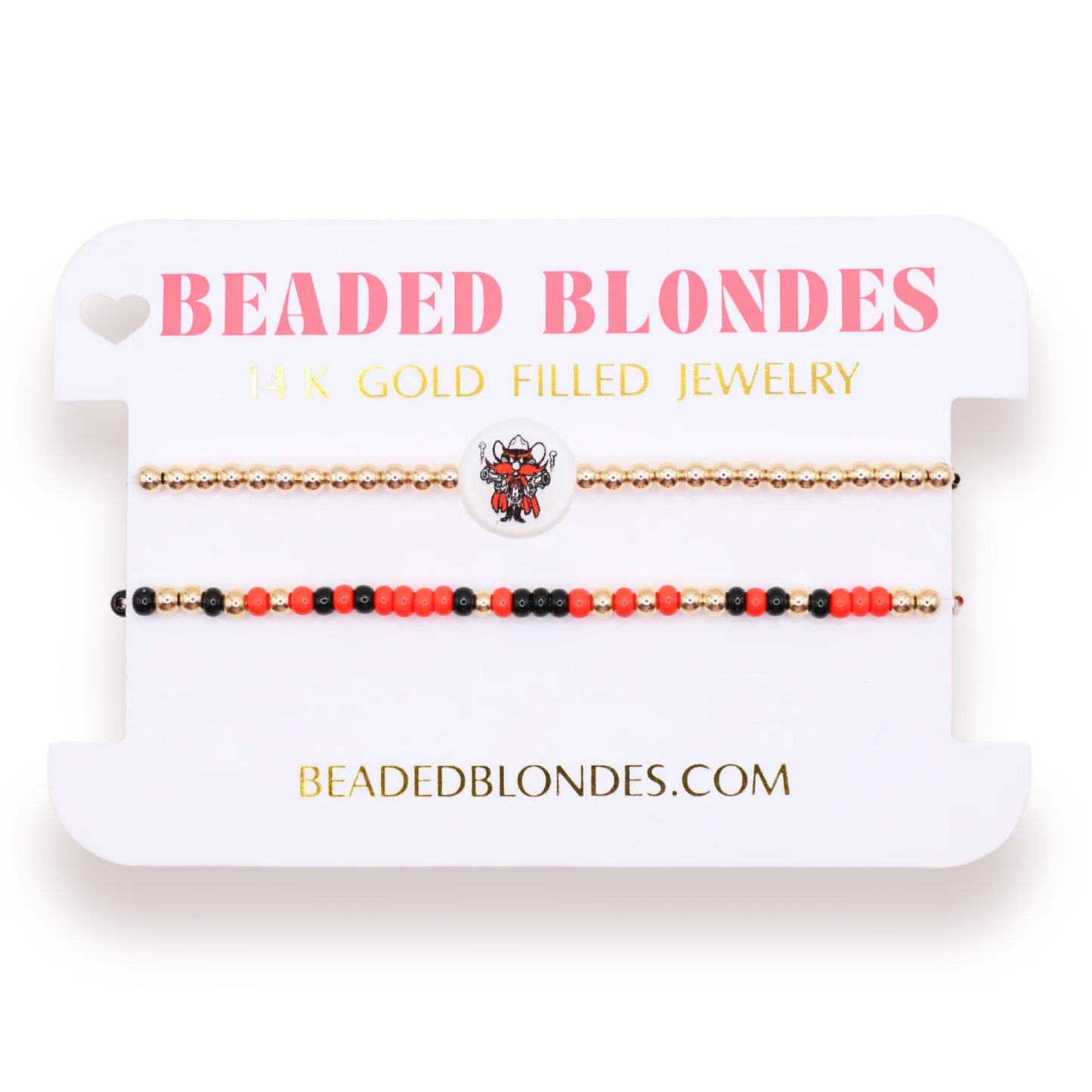 BB Texas Tech Logo Flip + Sprinkle Logo Bracelet Stack of 2 Gold Standard