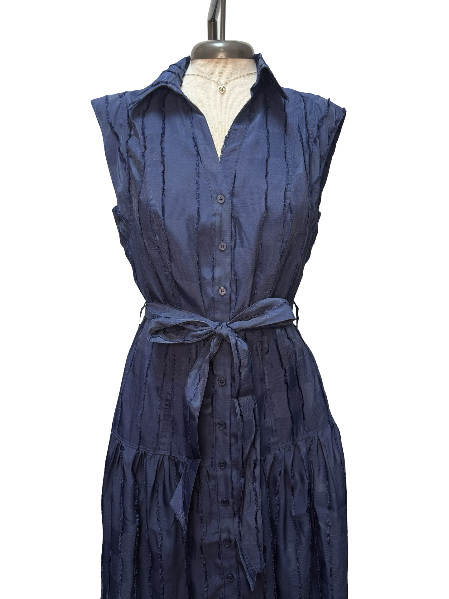 Textured Button Down Midi Dress