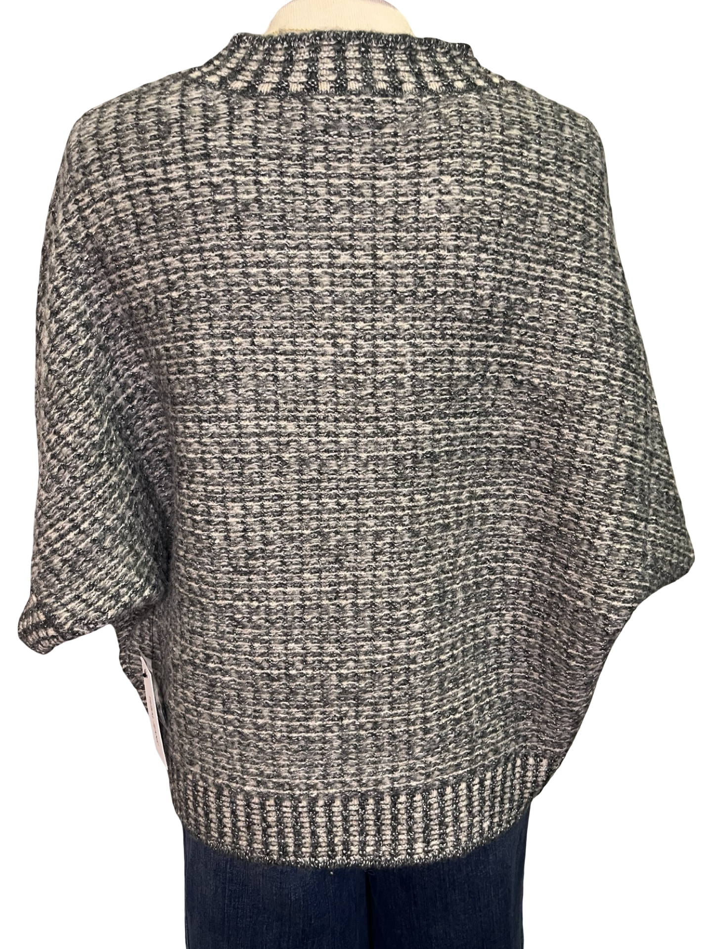 Crew Neck Cap Sleeve Sweater Charcoal