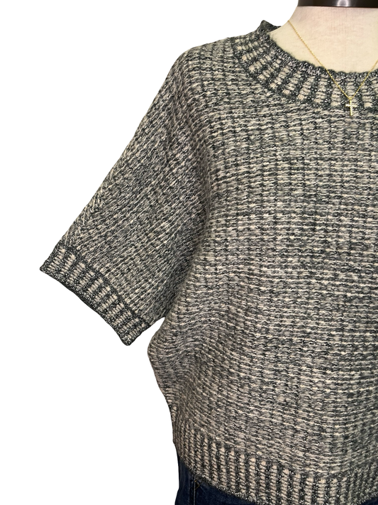 Crew Neck Cap Sleeve Sweater Charcoal
