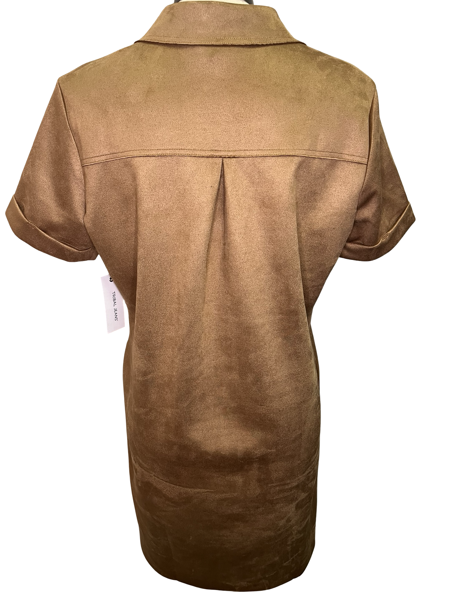 Faux Suede Polo Shirt Dress Almondlatte