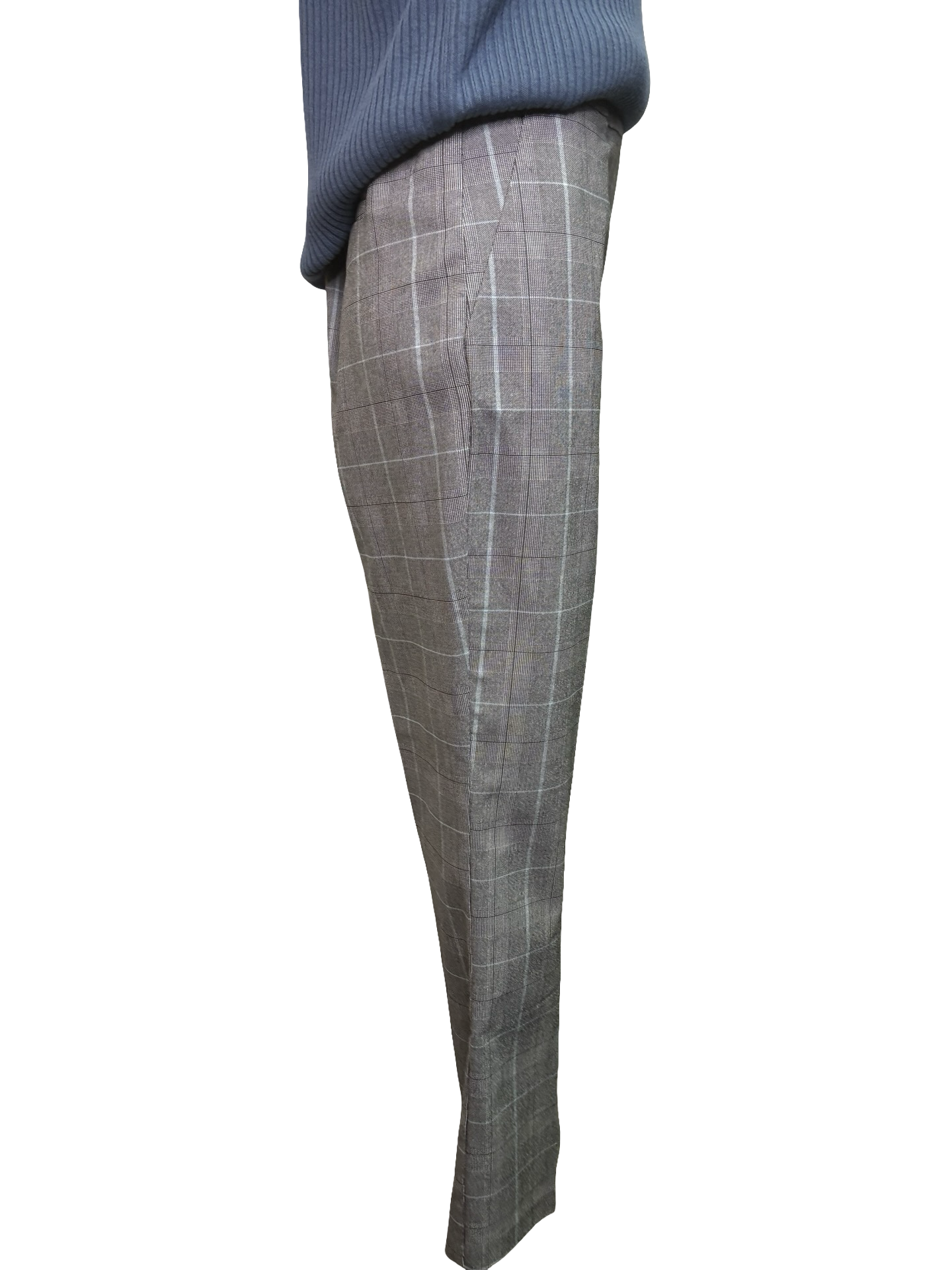 Plaid Bengaline Pull On Kickflare Pants Mist Blue