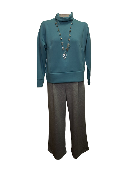 Techno Lux Wide Leg Pull On Pants Lt Grey Mix