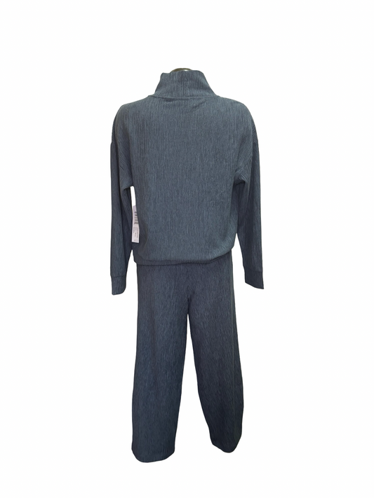 Textured Pull On Barrel Pant Slate Blue