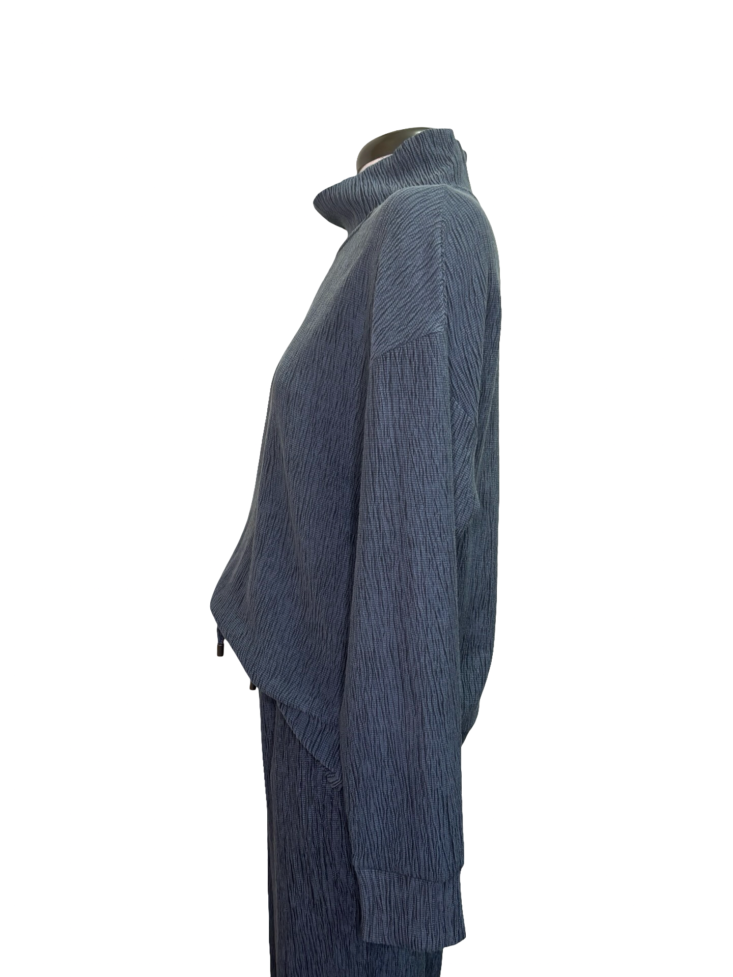 Textured Mock Neck Top Slate Blue