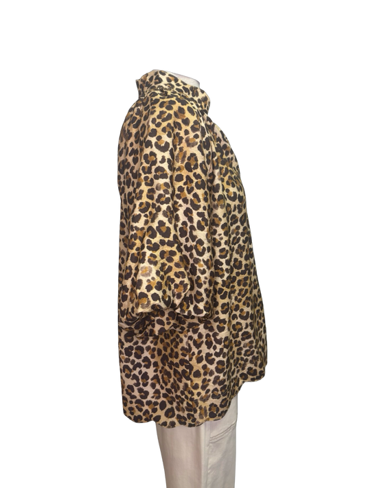 Scallop Hem Leopard Print Blouse