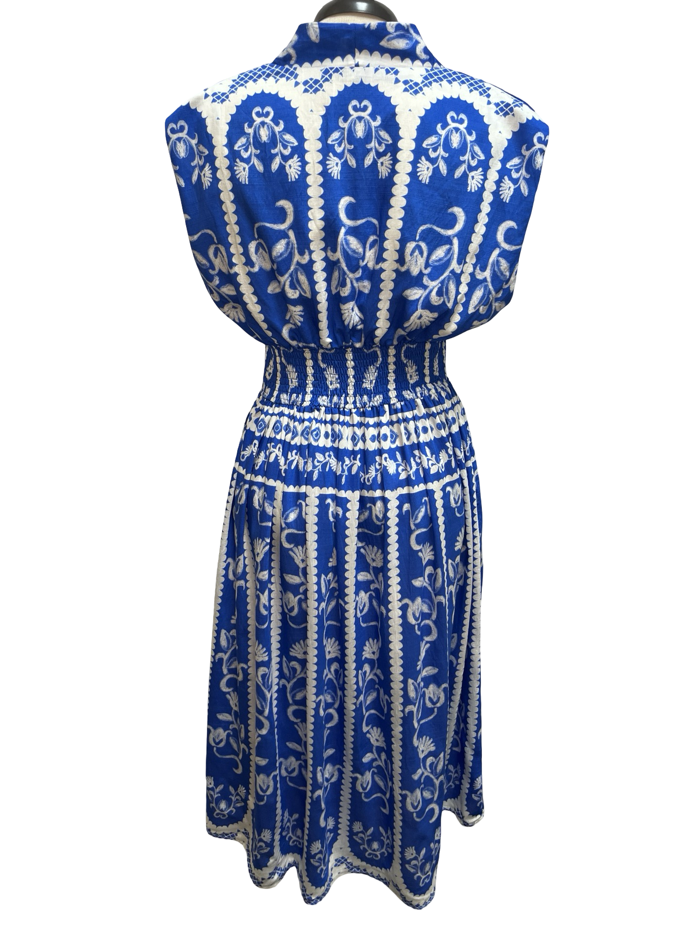 Sleeveless Smocked Midi Dress Blue