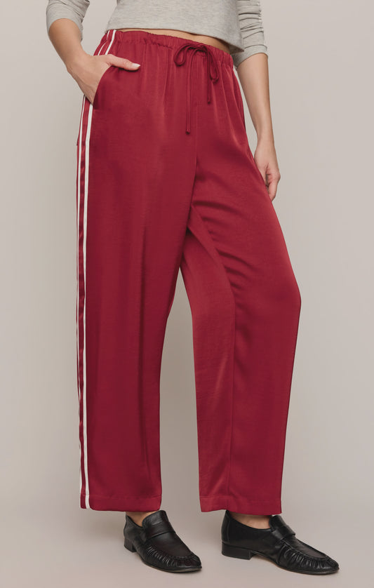 In Stride Satin Track Pant Red Dahlia