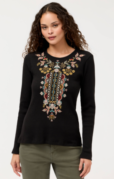Anya Long Sleeve Thermal T-Shirt Black
