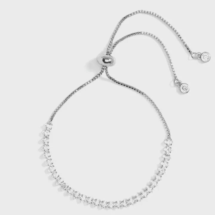 Delicate Faux Marquise Diamond Tennis Bracelet Silver