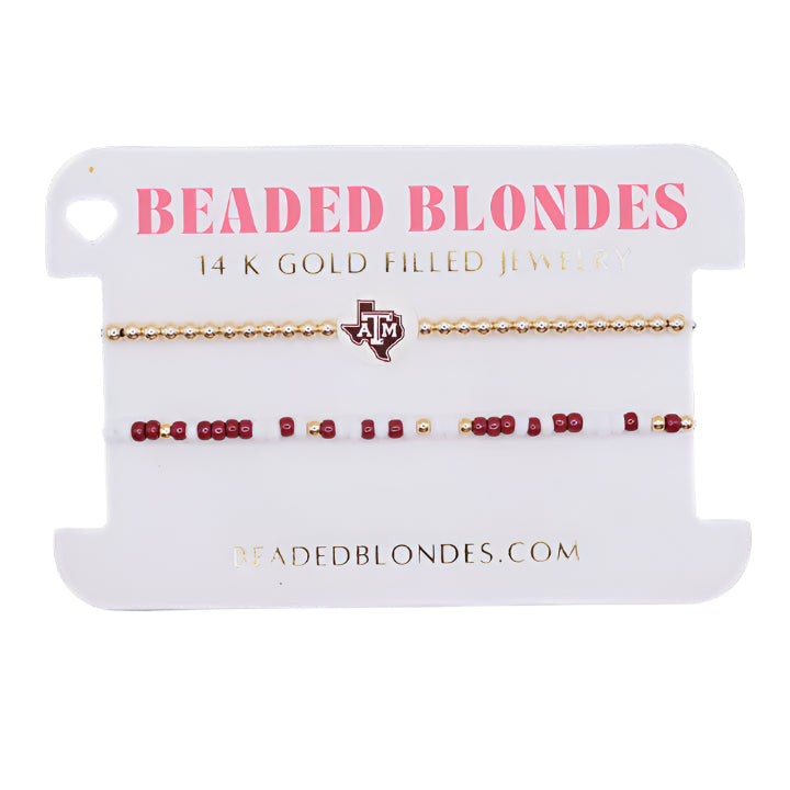 BB TAMU/Aggies Logo + Sprinkle Bracelet Stack
