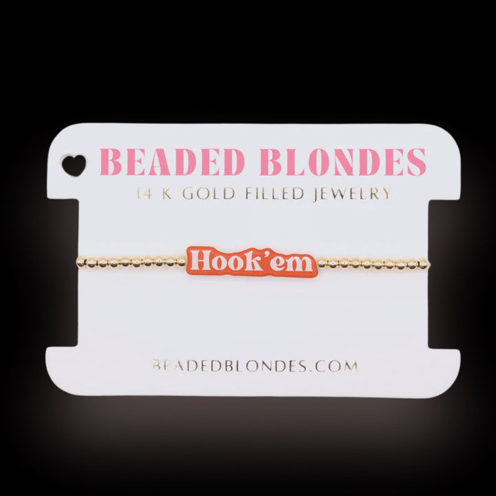 BB Hook'Em Word Gold Bracelet