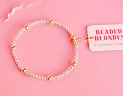 BB Olive Silver with Gold Beaded Bracelet Standard