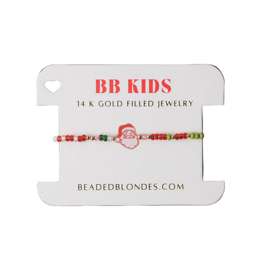 Children's bracelet with Santa Claus design on a 'BB Kids' branded card.