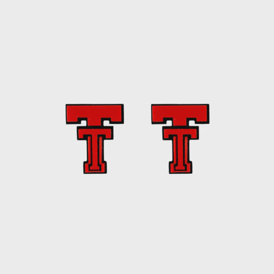 Texas Tech Red and Black Vintage Double T Studs
