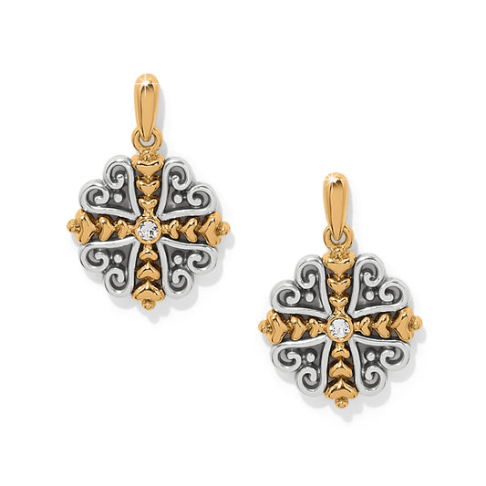 Alcazar Heart Two Tone Post Drop Earrings