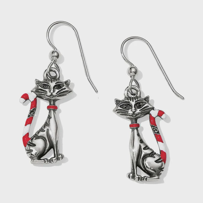 Candy Cane Cat Earrings
