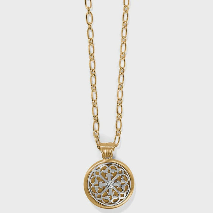 Ferrara Two Tone Luce Large Pendant Necklace Silver/Gold