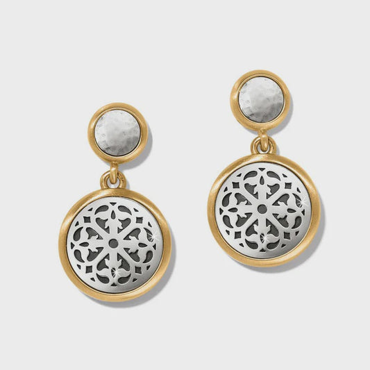 Ferrara Two Tone Luce Post Drop Earrings Silver/Gold