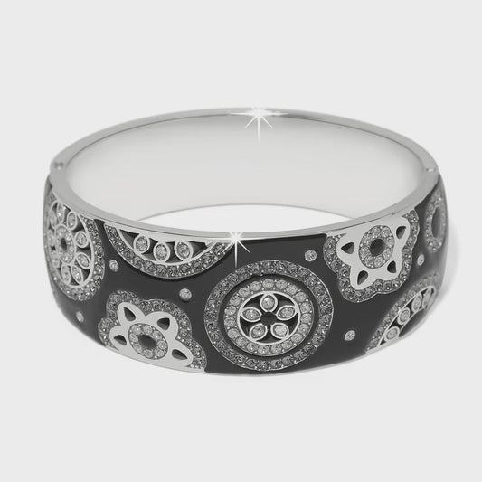 Flora Black Wide Hinged Bangle Bracelet