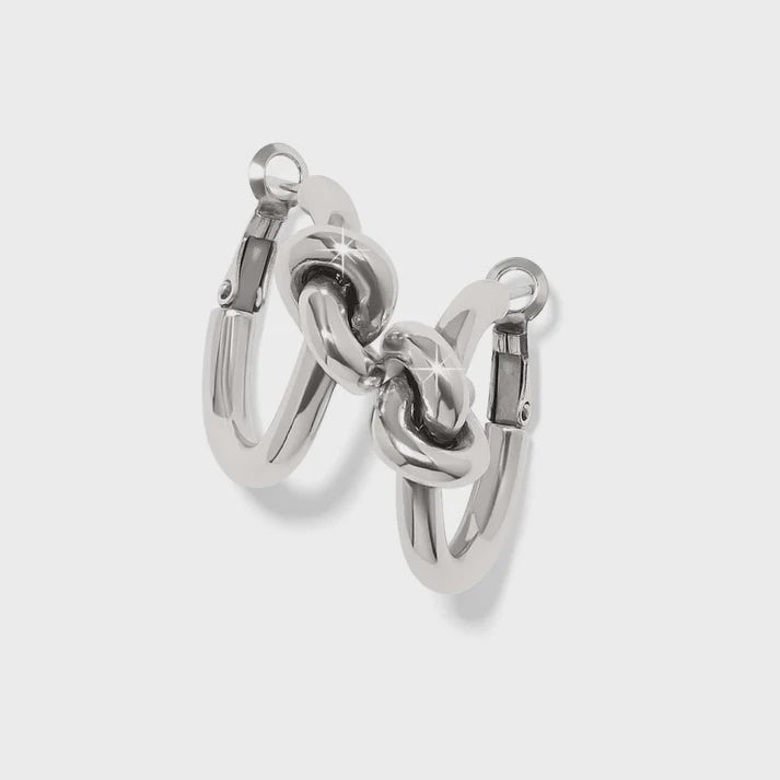 Interlok Single Knot Hoop Earrings Silver