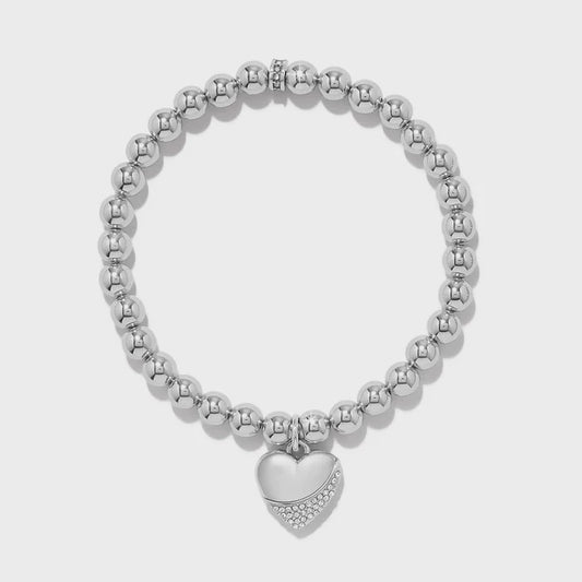 Meridian Petite Wave Heart Stretch Bracelet Silver