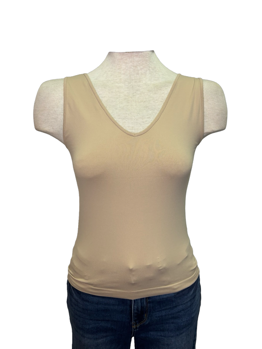 Talk Later Seamless Tank Latte Short Version