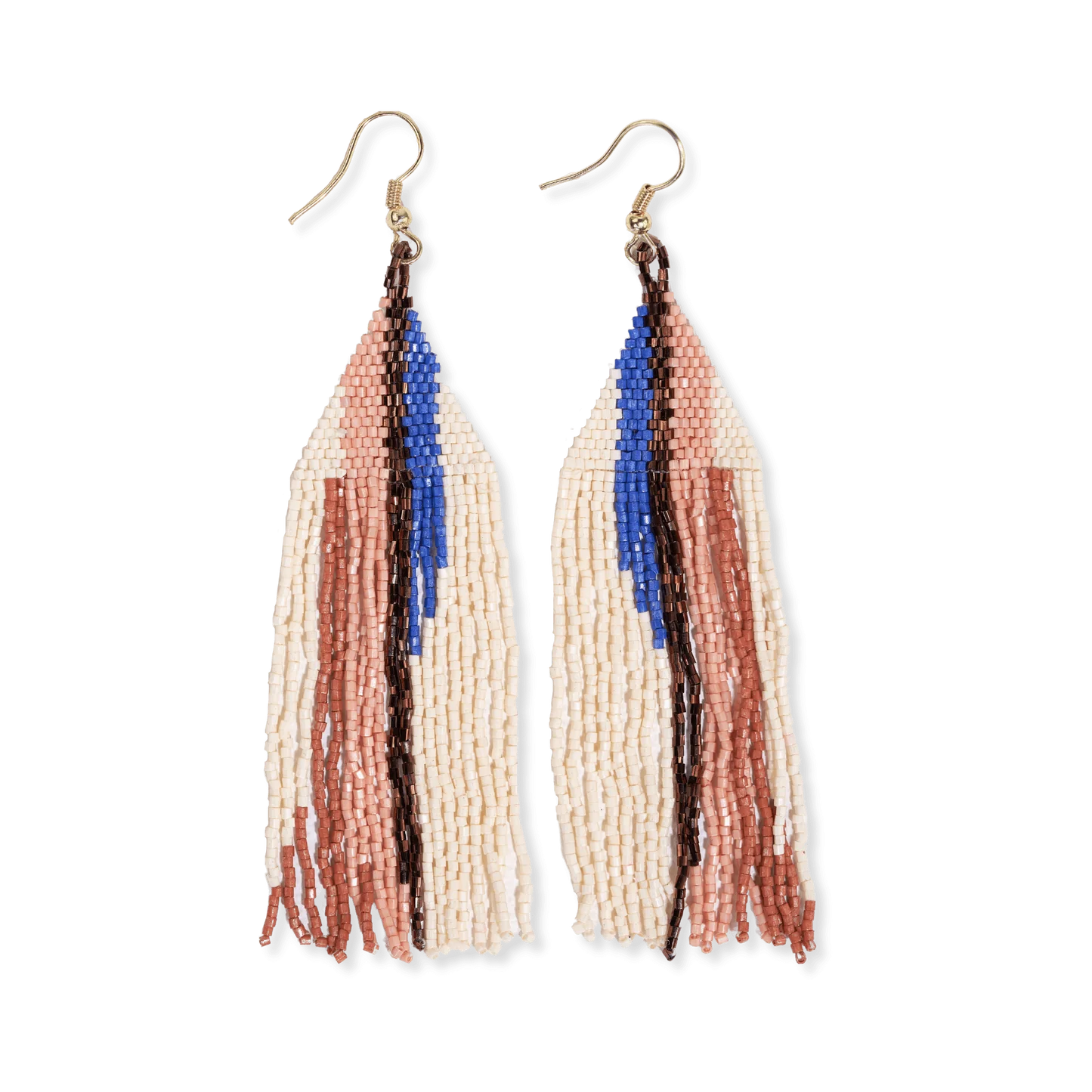 Camielle Stripe Fringe Earrings Rust+Lapis