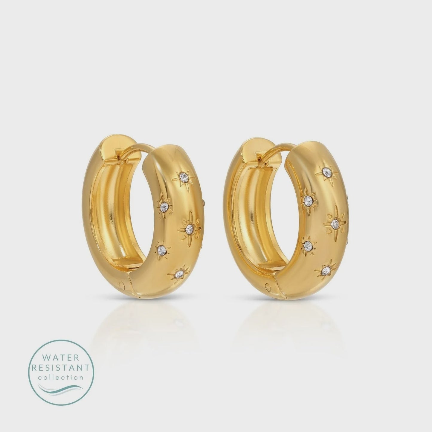 CZ Burst Huggies Water Resistant Earrings