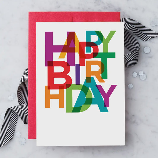 Happy Birthday Colorful Type Greeting Card