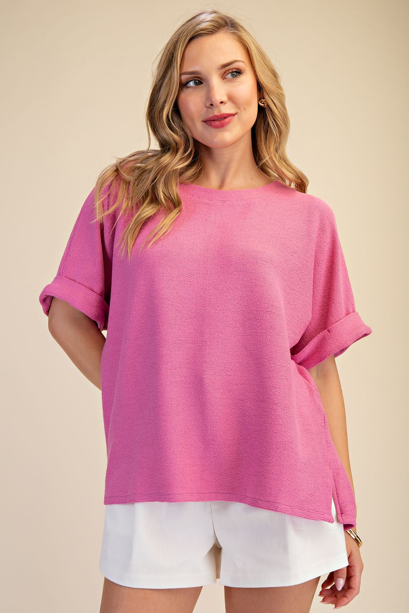 Dolman Sleeve Knit Top Pink