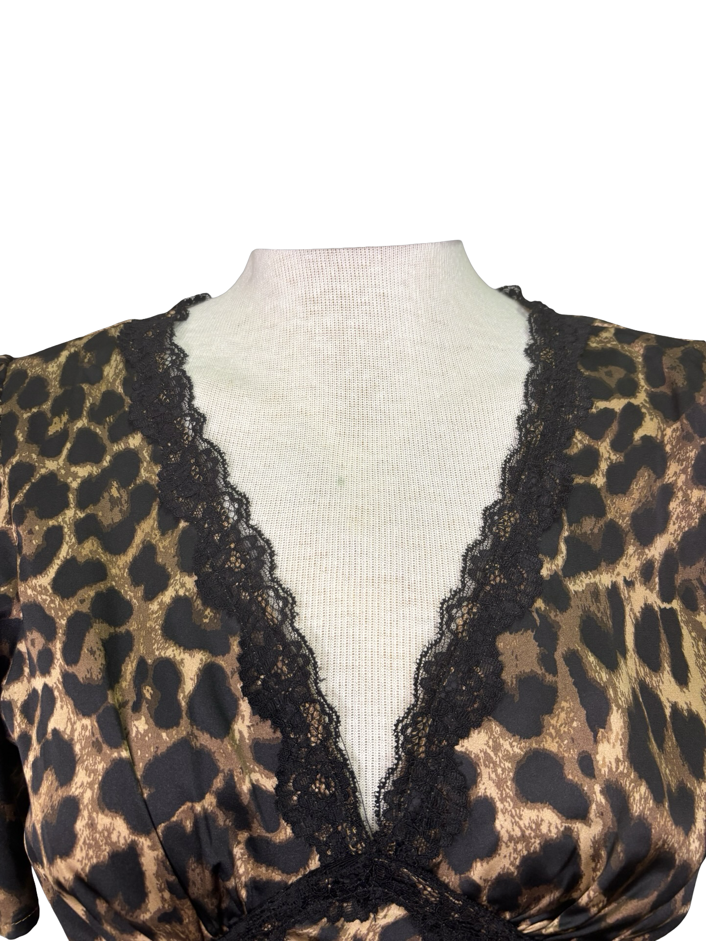 Leopard V Neck Flutter Sleeve Top