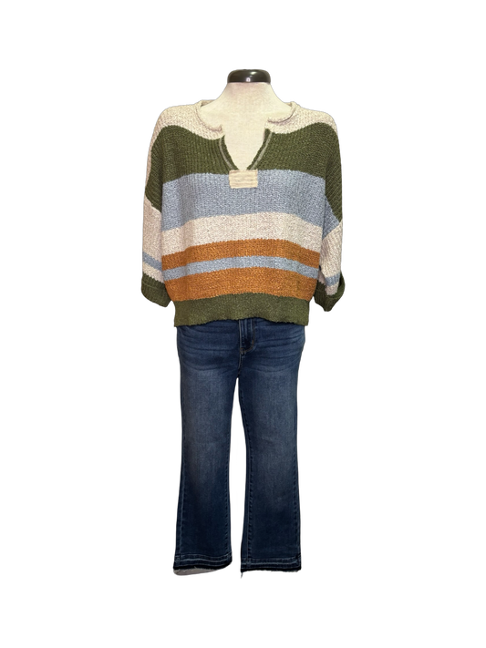 Judy Blue HW Vintage Wash Release Hem Kick Flare Crop Jean