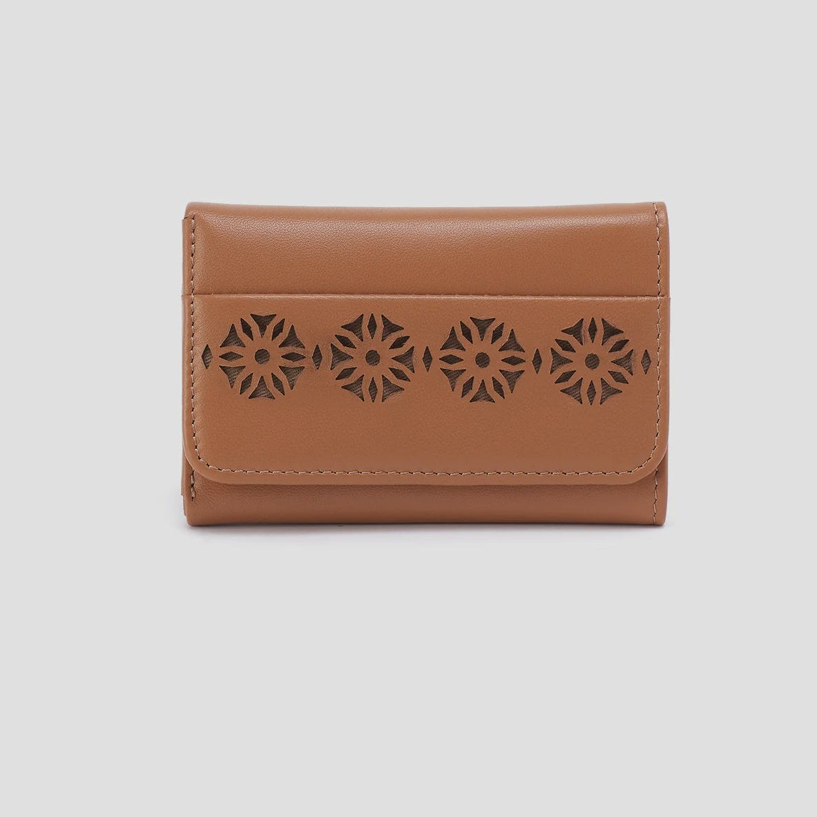Jill Trifold Wallet by Hobo in Sun-Perf Leather Canyon Petal