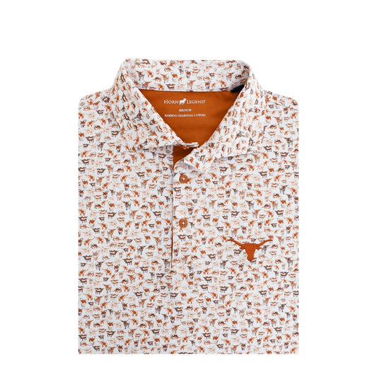 Texas Longhorns Drove Polo White with Burnt Orange & Brown