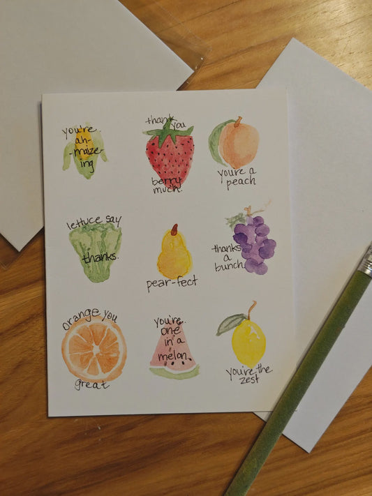 Thank You Fruit & Veggie Punny Appreciation Card
