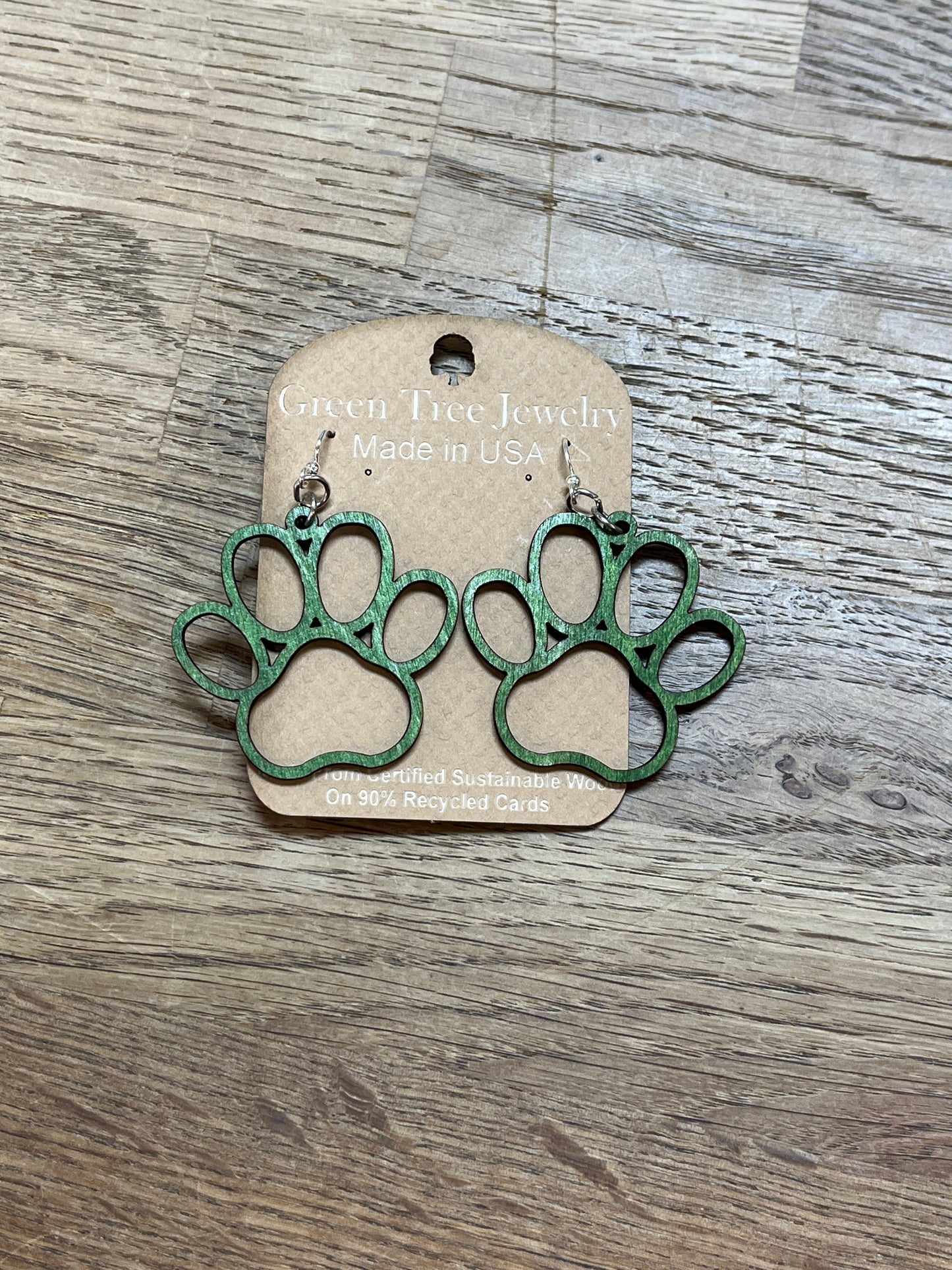 GT Green Paw Earrings